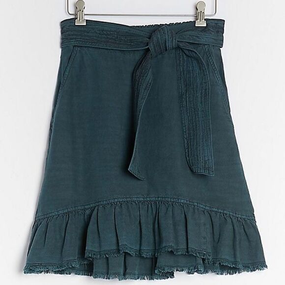 Anthropologie Pilcro Amori Ruffled Min Skirt Grey - Picture 1 of 7